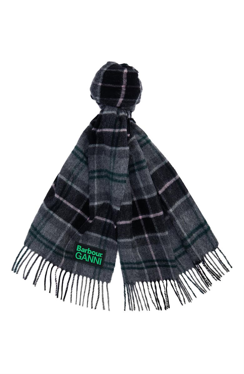 Barbour x Ganni Plaid Wool Scarf, Alternate, color, Winter Tartan