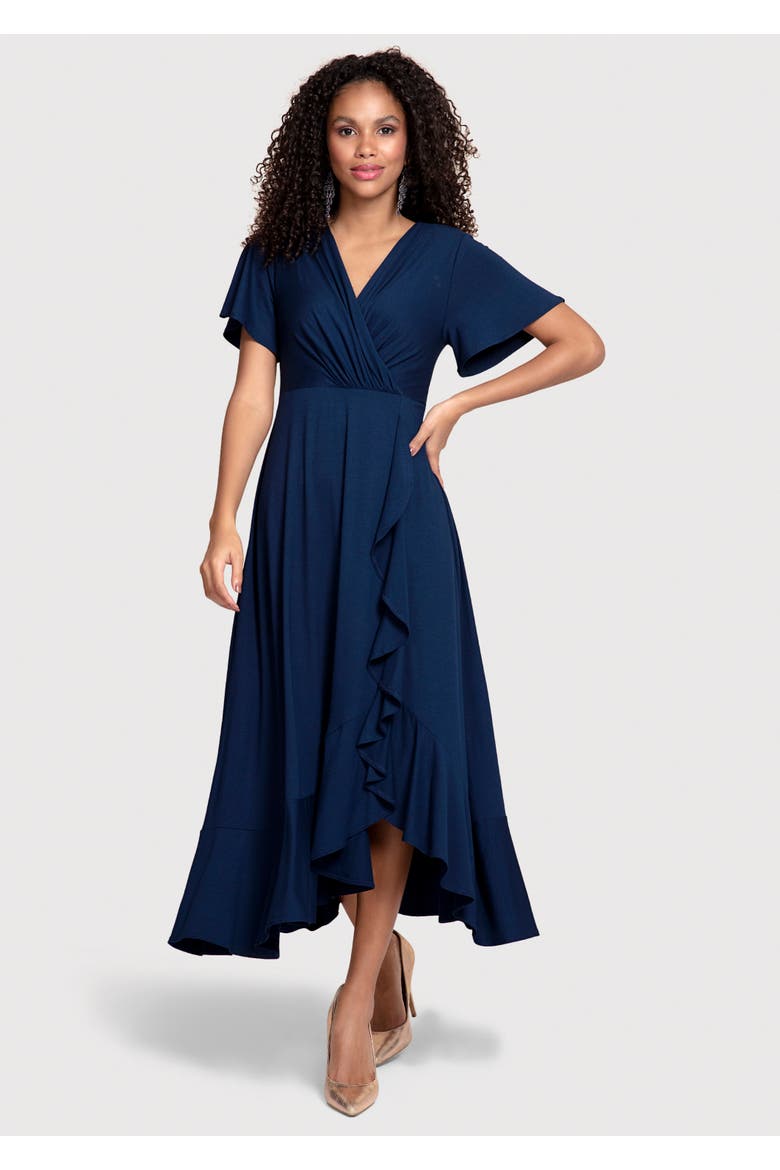 Waterfall Dress Petite, Main, color, Navy
