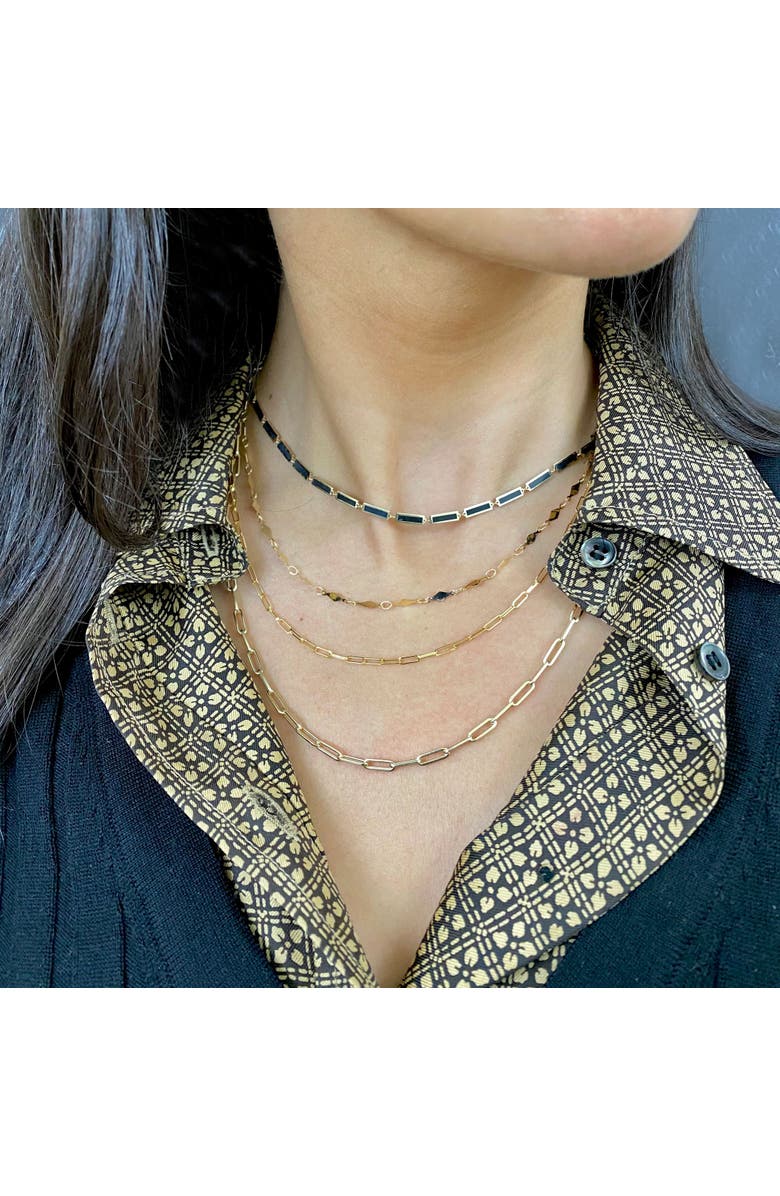 The Lovery Fine Jewelry Onyx Bar Necklace, Alternate, color, 