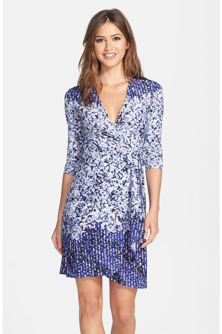 Engineered Print Matte Jersey Wrap Dress, Main, color, DARK INK COMBO