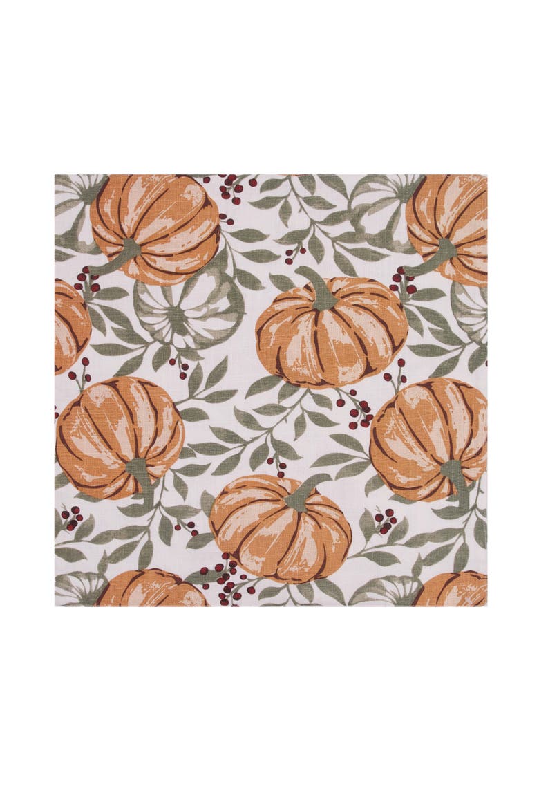 Harvest Pumpkin Botanical Fall Set of 6 Cloth Napkins, Alternate, color, Orange