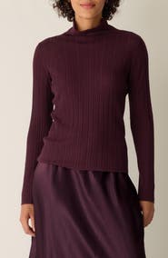Eileen Fisher Rib Turtleneck Wool Sweater