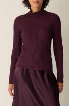 Eileen Fisher Rib Turtleneck Wool Sweater
