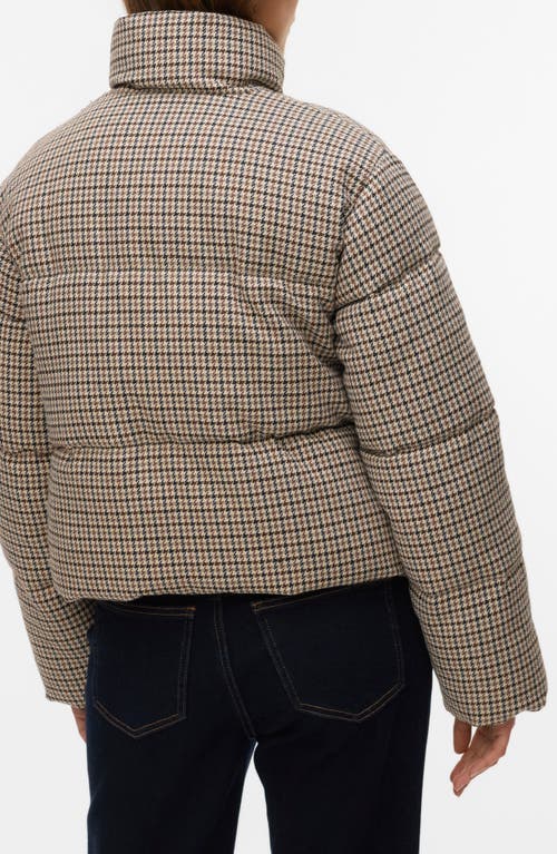 Vero Moda Lyon Short Houndstooth Puffer Jacket In Multi