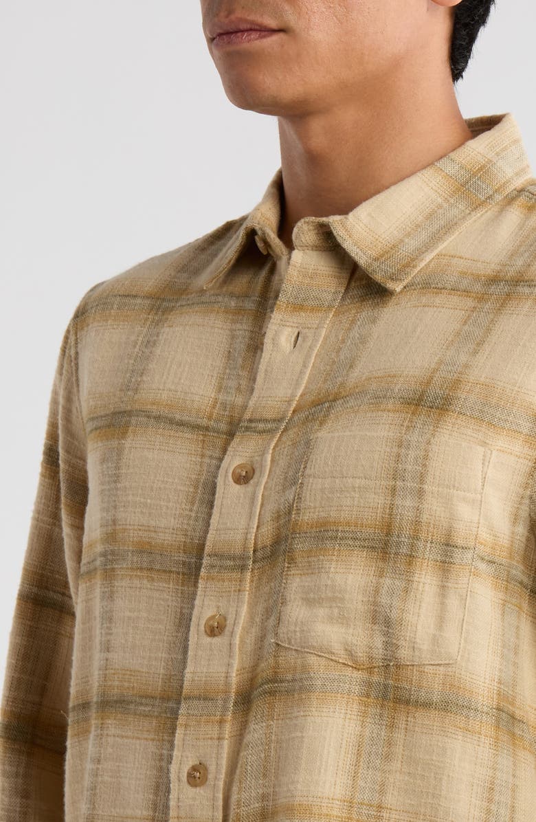 Treasure & Bond Ombré Check Slub Cotton Flannel Button-Up Shirt, Alternate, color, Tan Sanddollar Cary Plaid