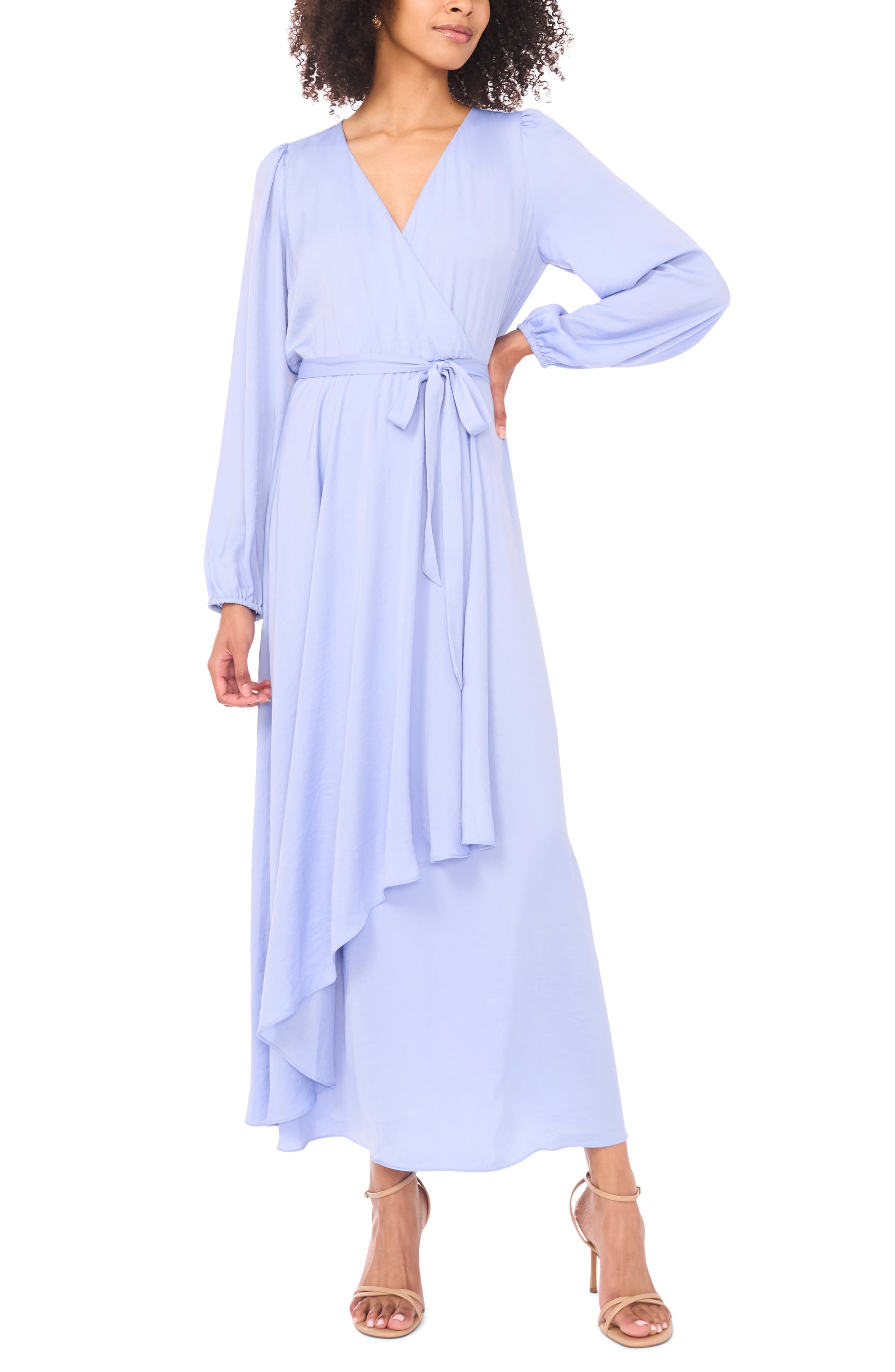 Vince Camuto Wrap Front Long Sleeve Maxi Dress