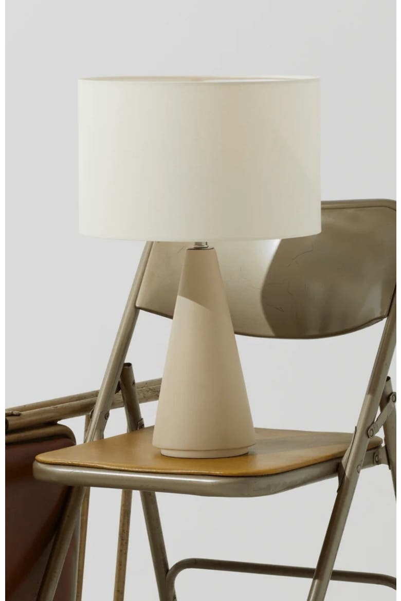 Nathaniel 20" Cement LED Table Lamp with Cream Cotton Drum Shade, Alternate, color, Beige/Cream