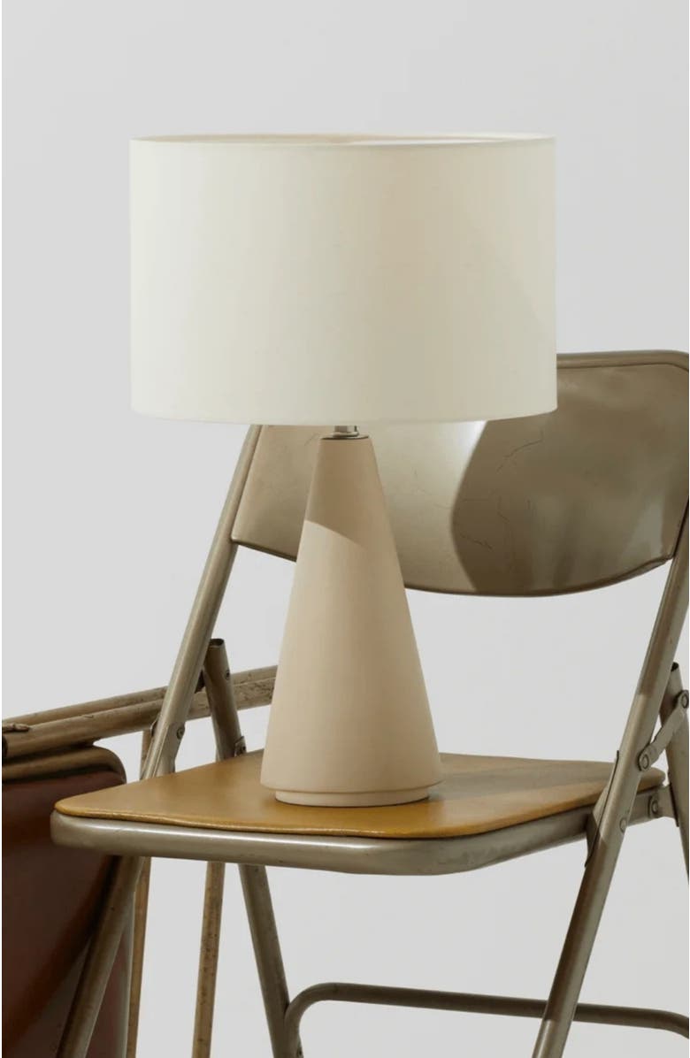 Brightech Nathaniel 20" Cement LED Table Lamp with Cream Cotton Drum Shade, Alternate, color, Beige/Cream