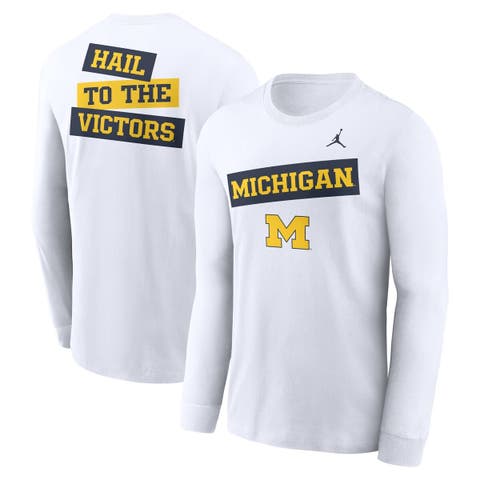 Men's Jordan Brand White Michigan Wolverines Two-Hit Classic Location Long Sleeve T-Shirt