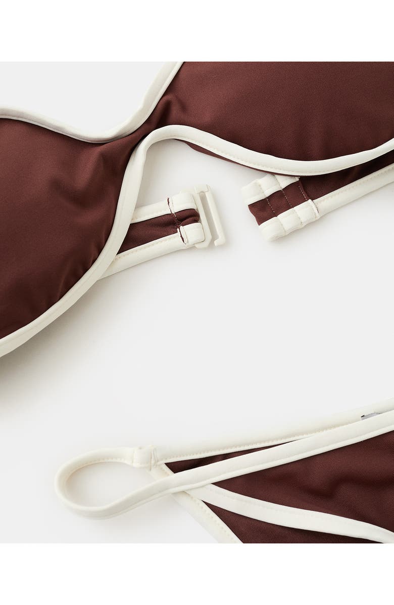 MANGO Contrast Binding Bikini Bottoms, Alternate, color, Brown