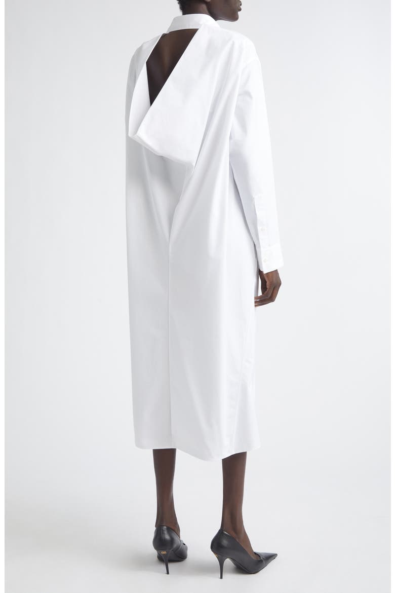 Draped Back Long Sleeve Cotton Poplin Shirtdress, Alternate, color, 9000 WHITE