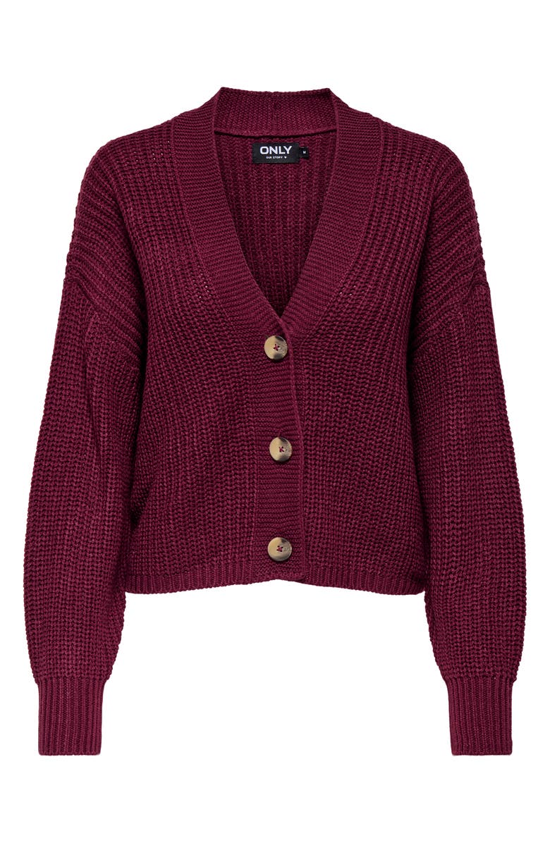 Only Carol Crop Cardigan, Alternate, color, Cabernet