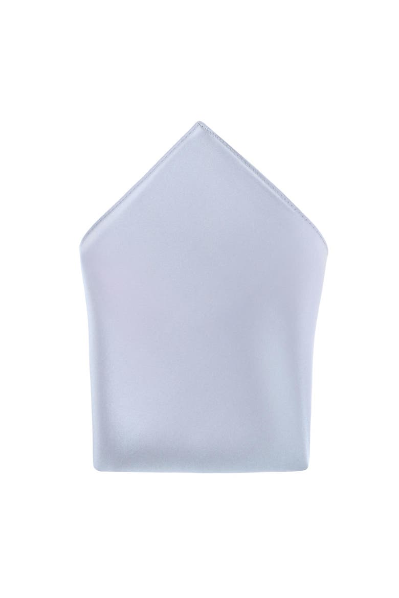 Sutton Solid Color Silk Brace Bow Tie & Pocket Square Combo, Alternate, color, Silver
