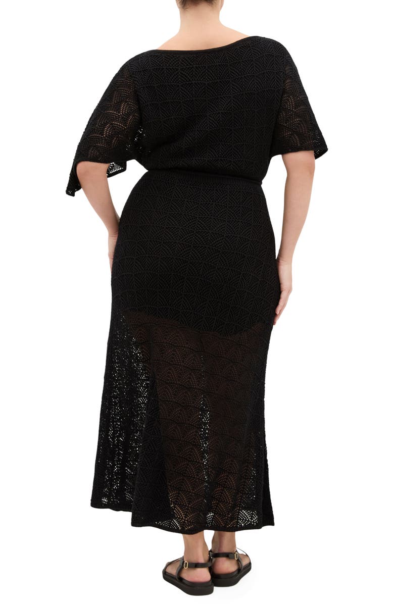 City Chic Cassie Open Stitch Dress, Alternate, color, Black