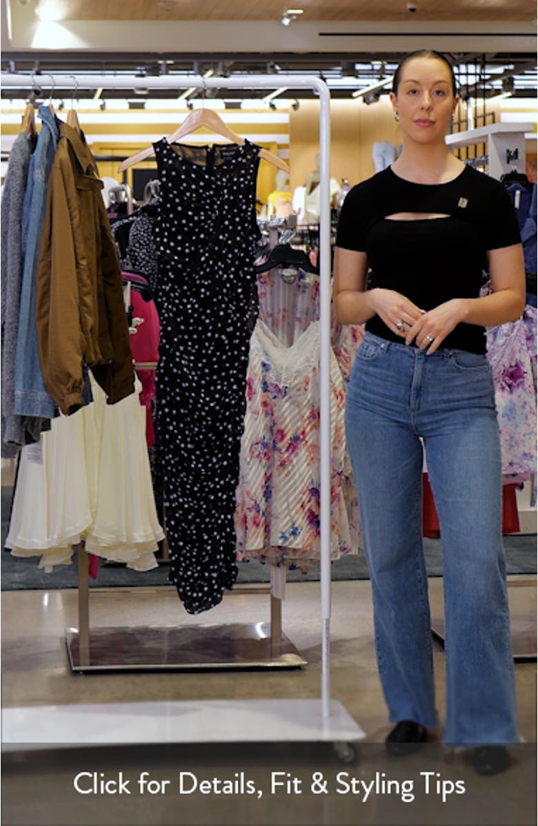 Felicia Polka Dot Ruched Mesh Midi Dress, sales video thumbnail