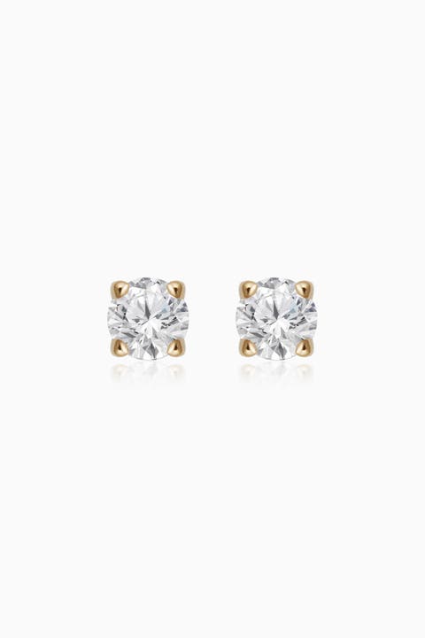 14K Yellow Gold Shine Bright Diamond Small Studs