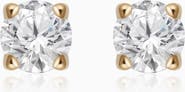 Oradina 14K White Gold Shine Bright Diamond Small Studs