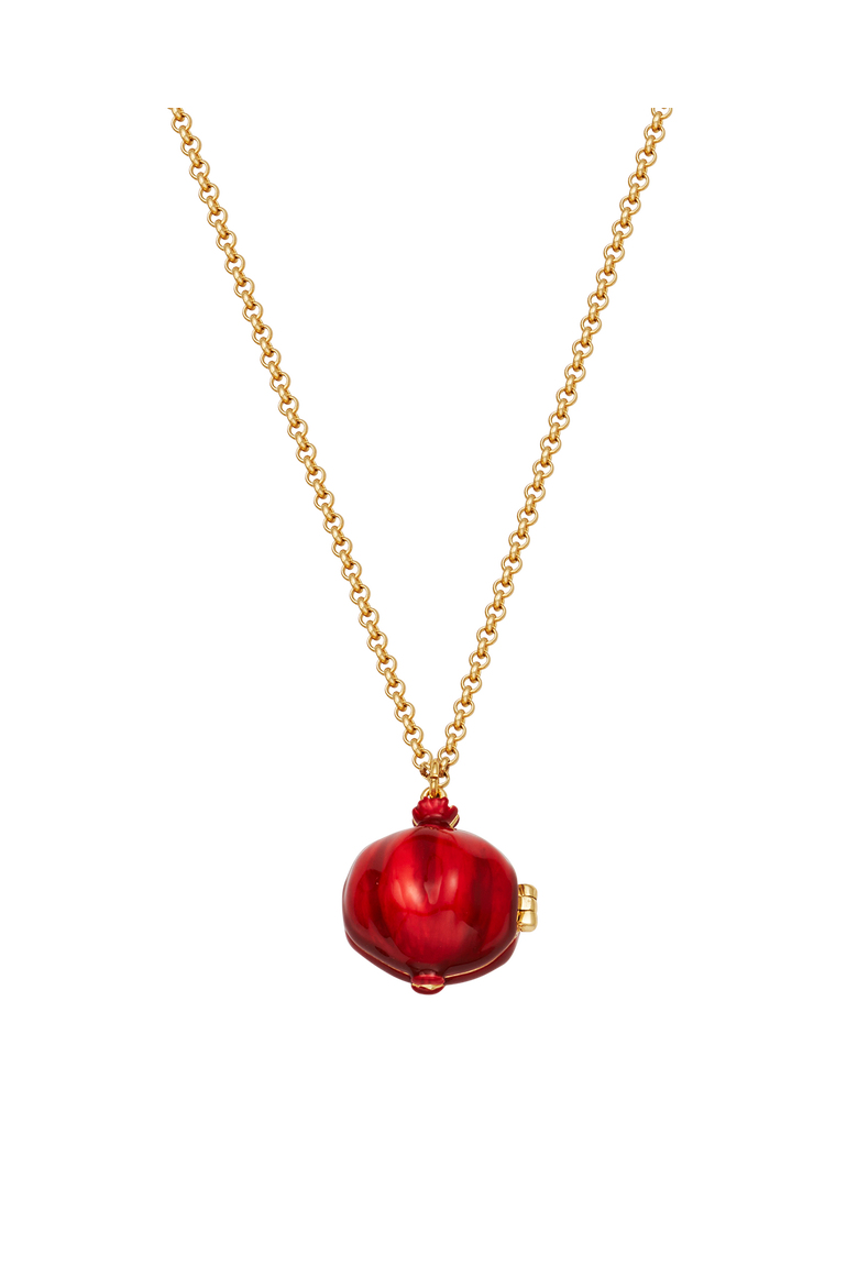 Pomegranante Locket Necklace, Alternate, color, Gold