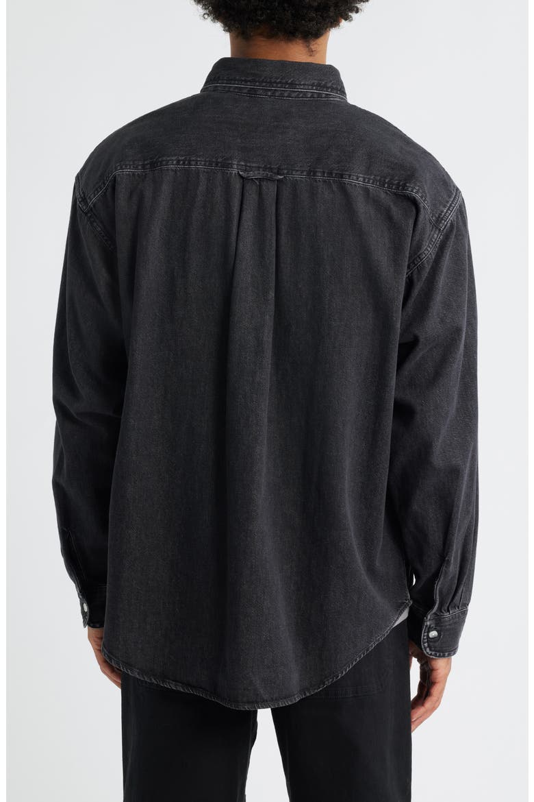 Lucas Denim Button-Down Shirt, Alternate, color, BLACK STONE WASHED
