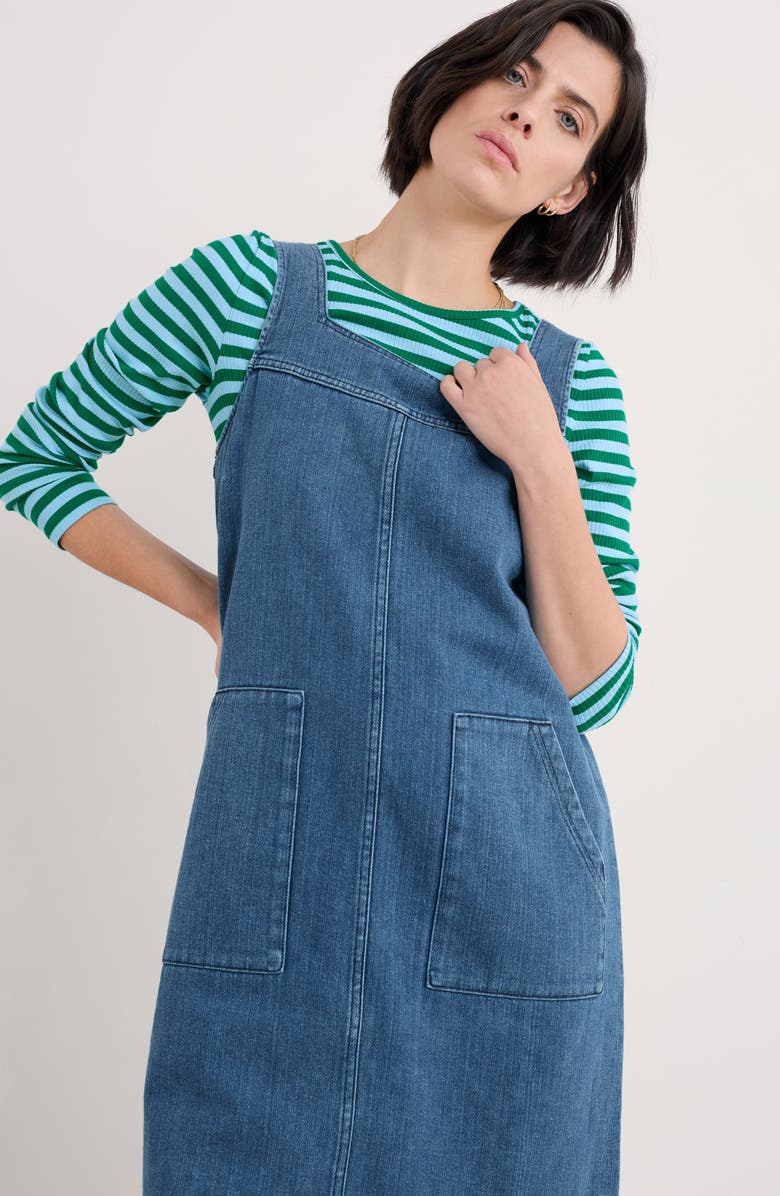 Seasalt Cornwall Calican Pinafore Denim Dress, Alternate, color, 