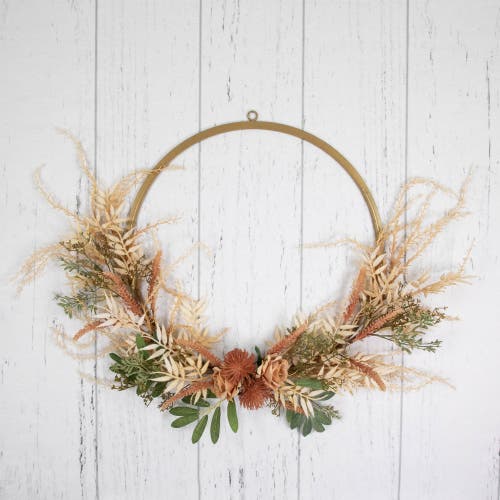 Northlight Fall Harvest Pale Roses With Foliage Artificial Wreath 24-inch Unlit In Multi