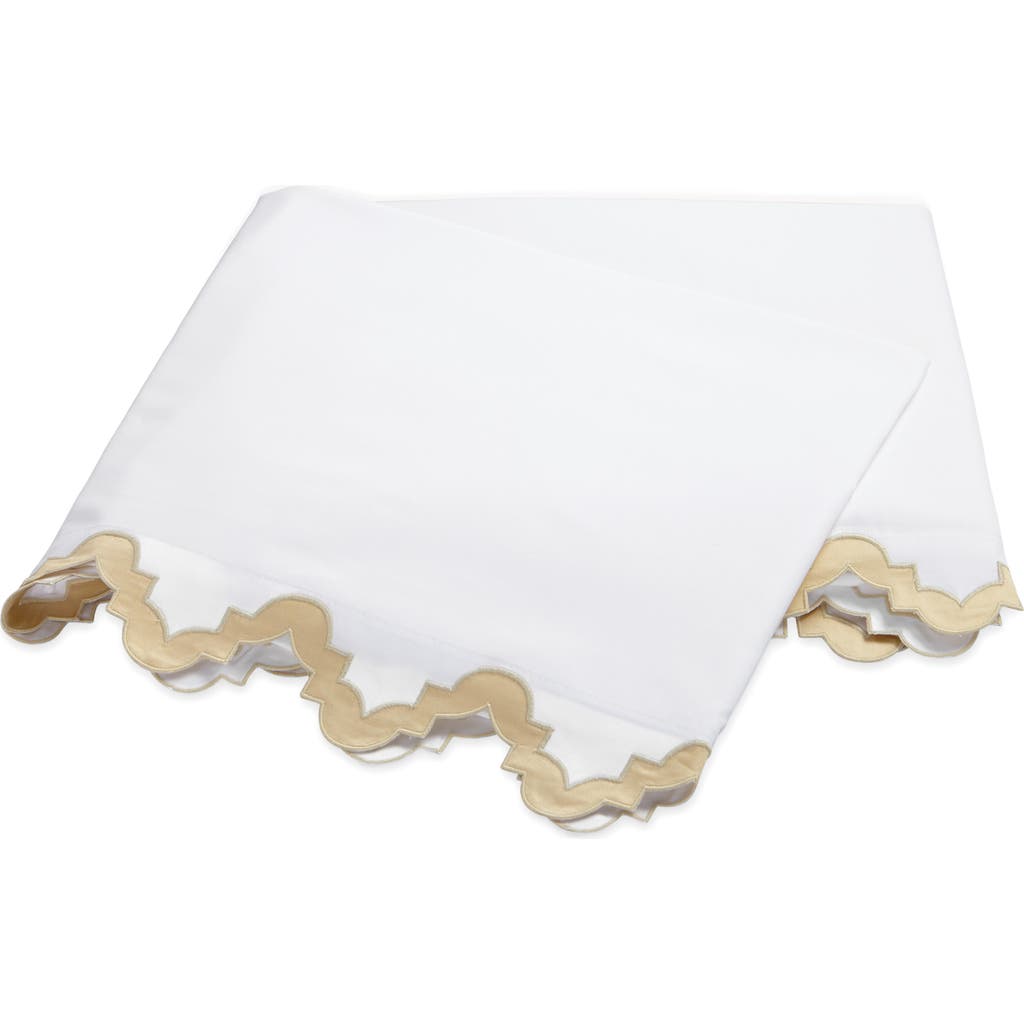 Matouk Aziza 600 Thread Count Egyptian Cotton Percale Flat Sheet In White