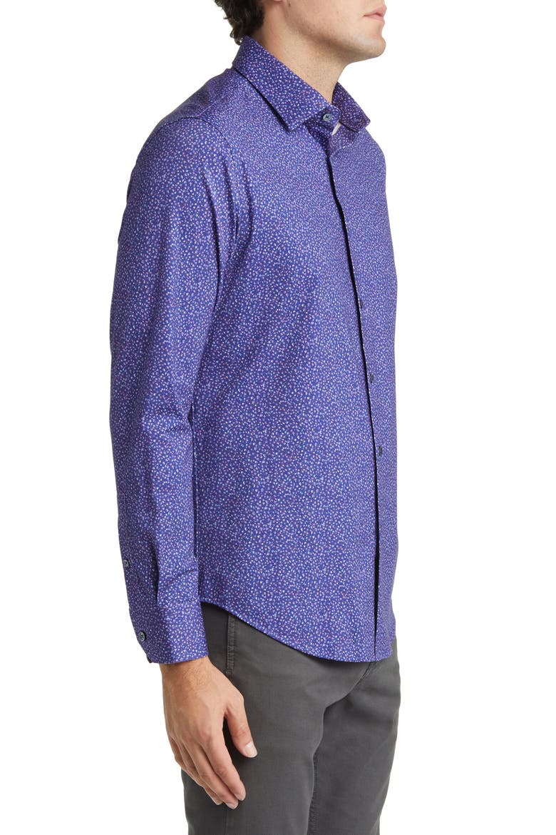 James OoohCotton® Abstract Print Stretch Cotton Button-Up Shirt, Alternate, color, ORCHID