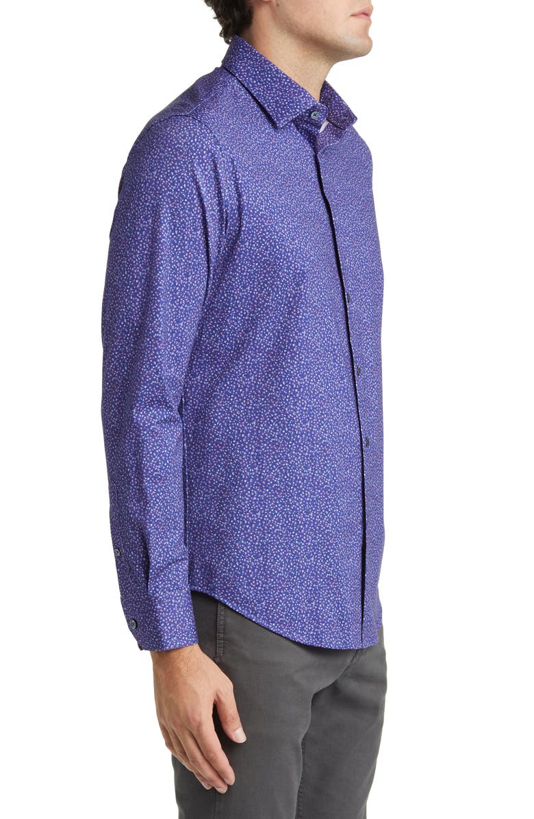 Bugatchi James OoohCotton<sup>®</sup> Abstract Print Stretch Cotton Button-Up Shirt, Alternate, color, 