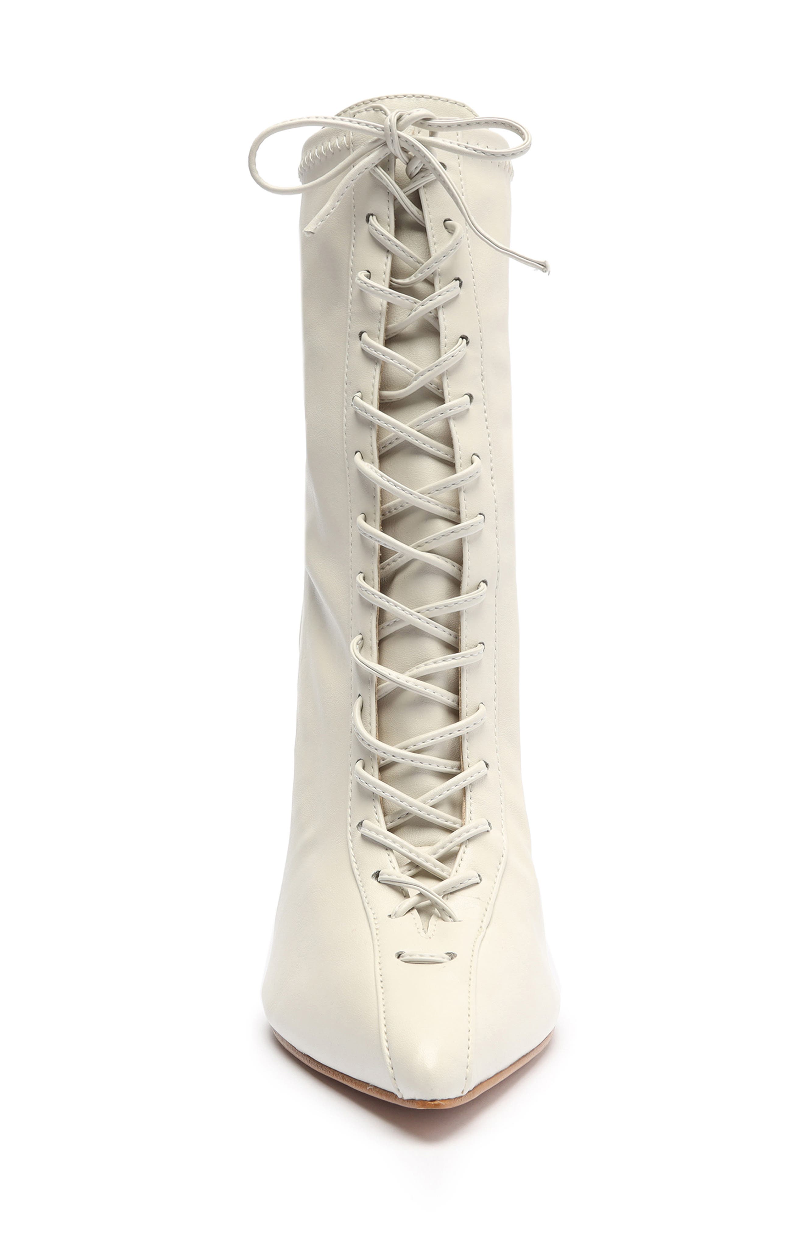 Tennie Pointed Toe Lace-Up Boot, Alternate, color, PEARL