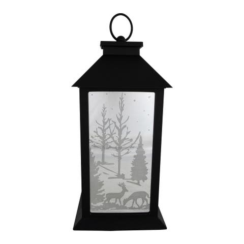 LED Lighted Deer and Winter Trees Christmas Lantern - 11"