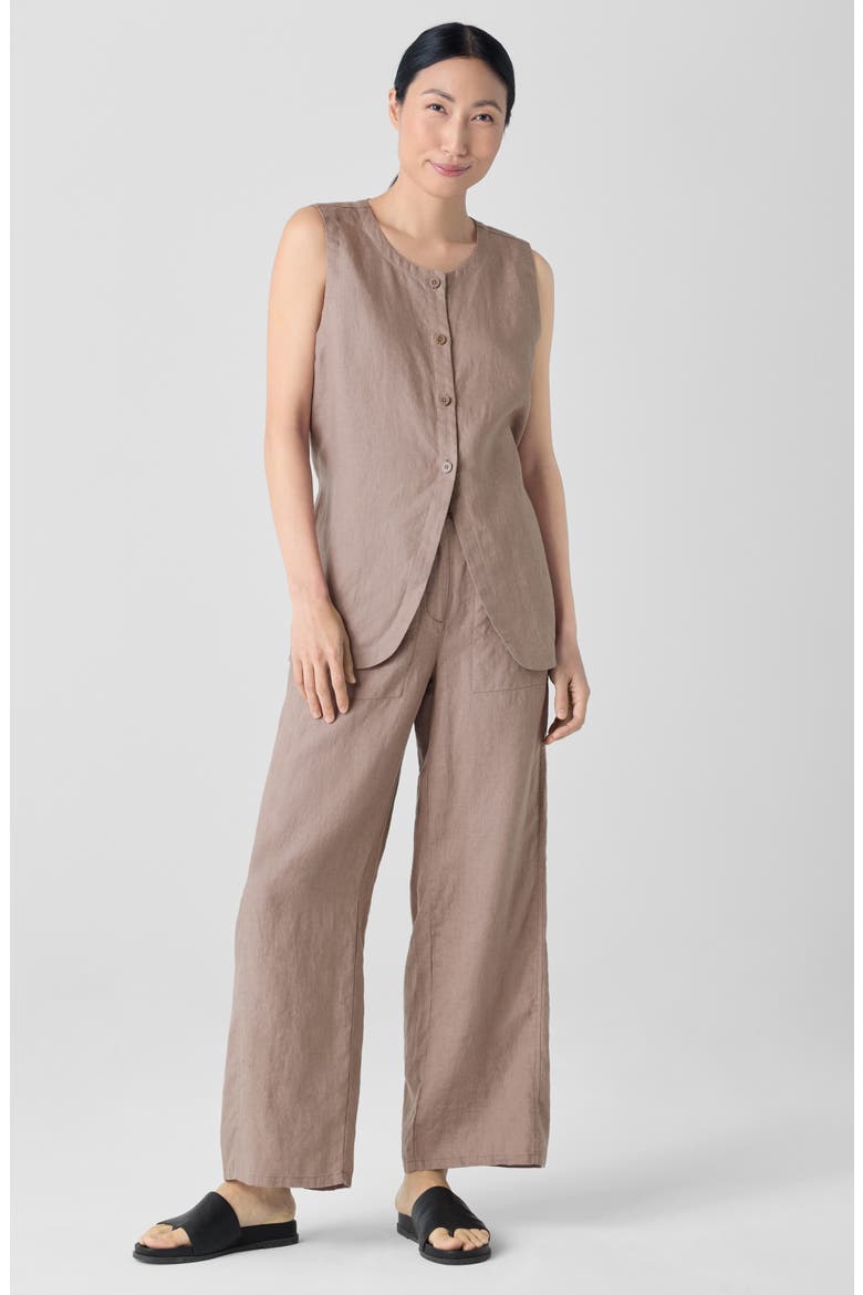 Organic Linen Long Vest, Alternate, color, COCOA