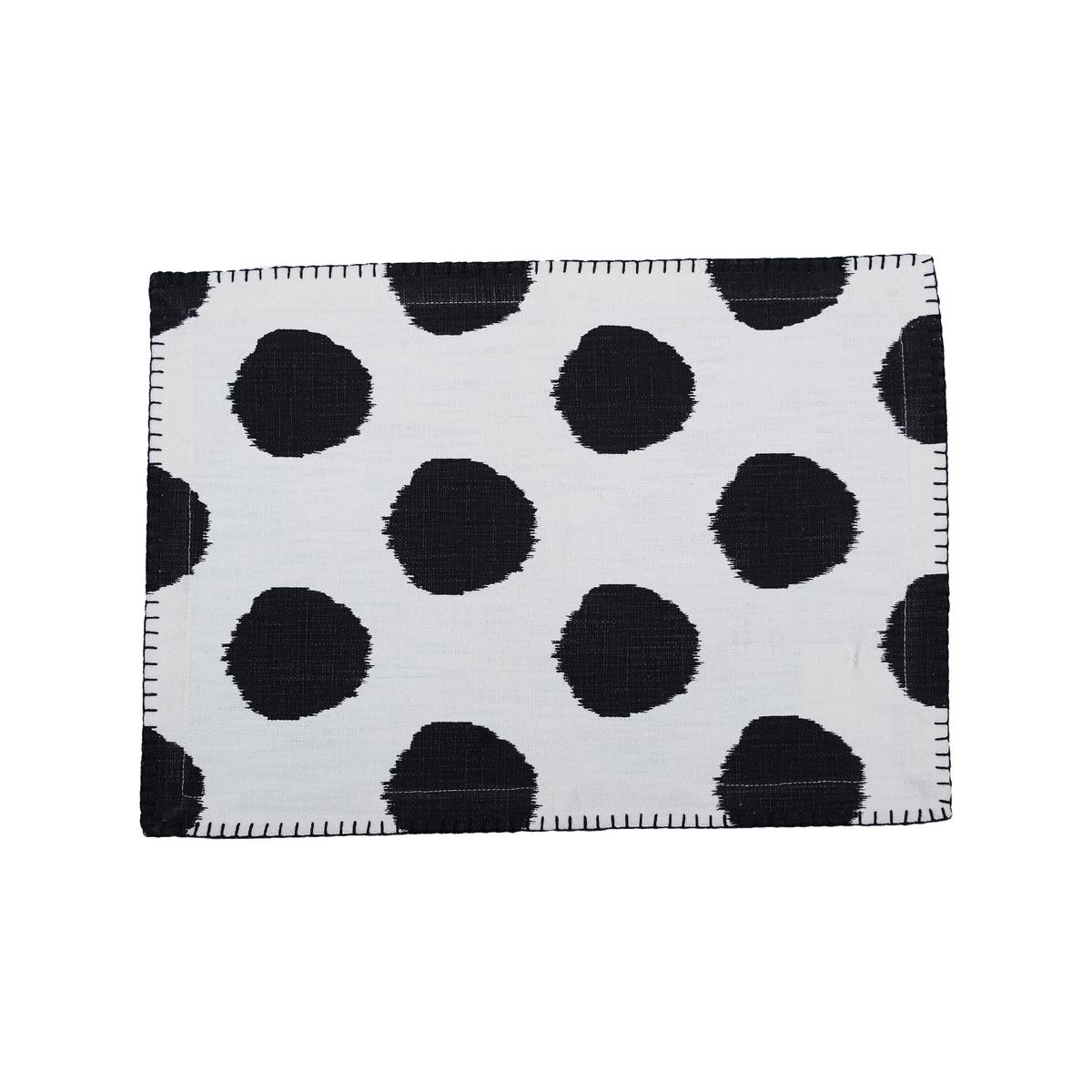 Carol & Frank Dot Onyx Black Polka Dot Placemat, Set Of 4, 14" X 20"