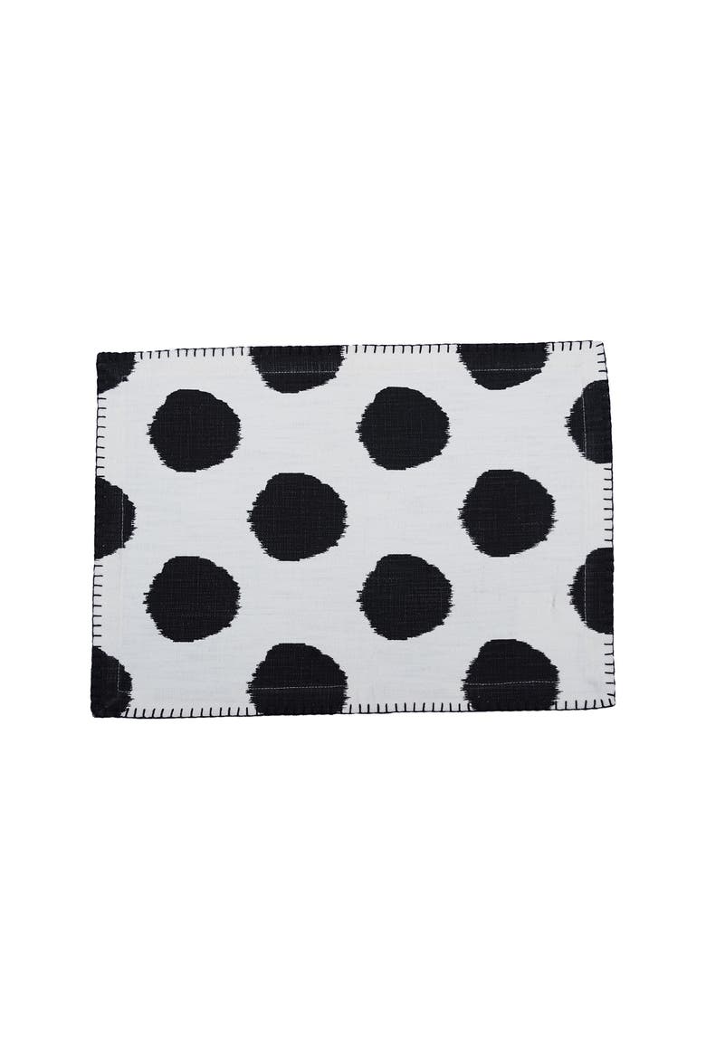 Dot Onyx Black Polka Dot Placemat, Set of 4, 14" x 20", Main, color, Black
