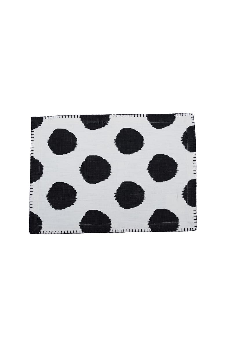 carol & frank Dot Onyx Black Polka Dot Placemat, Set of 4, 14" x 20", Main, color, Black