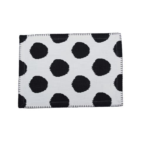 Dot Onyx Black Polka Dot Placemat, Set of 4, 14" x 20"