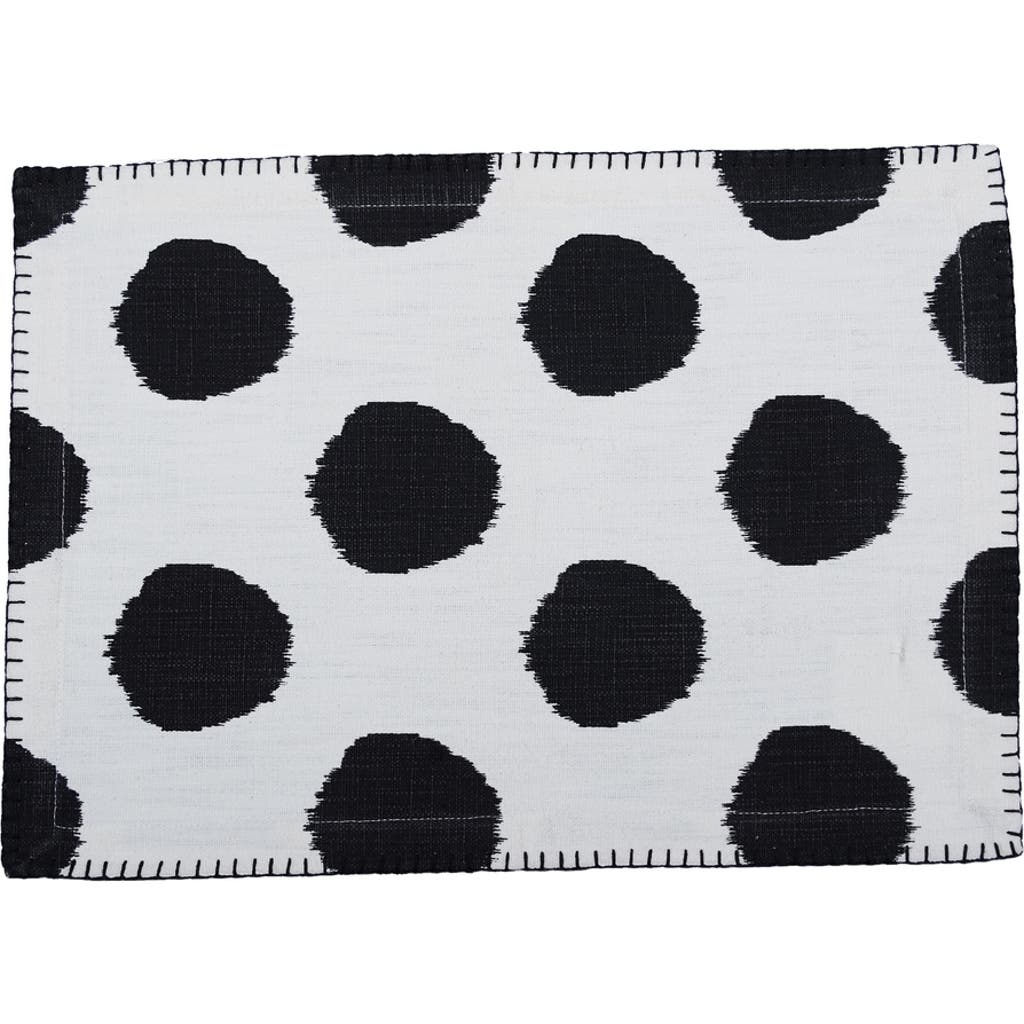Carol & Frank Dot Onyx Black Polka Dot Placemat, Set Of 4, 14" X 20"