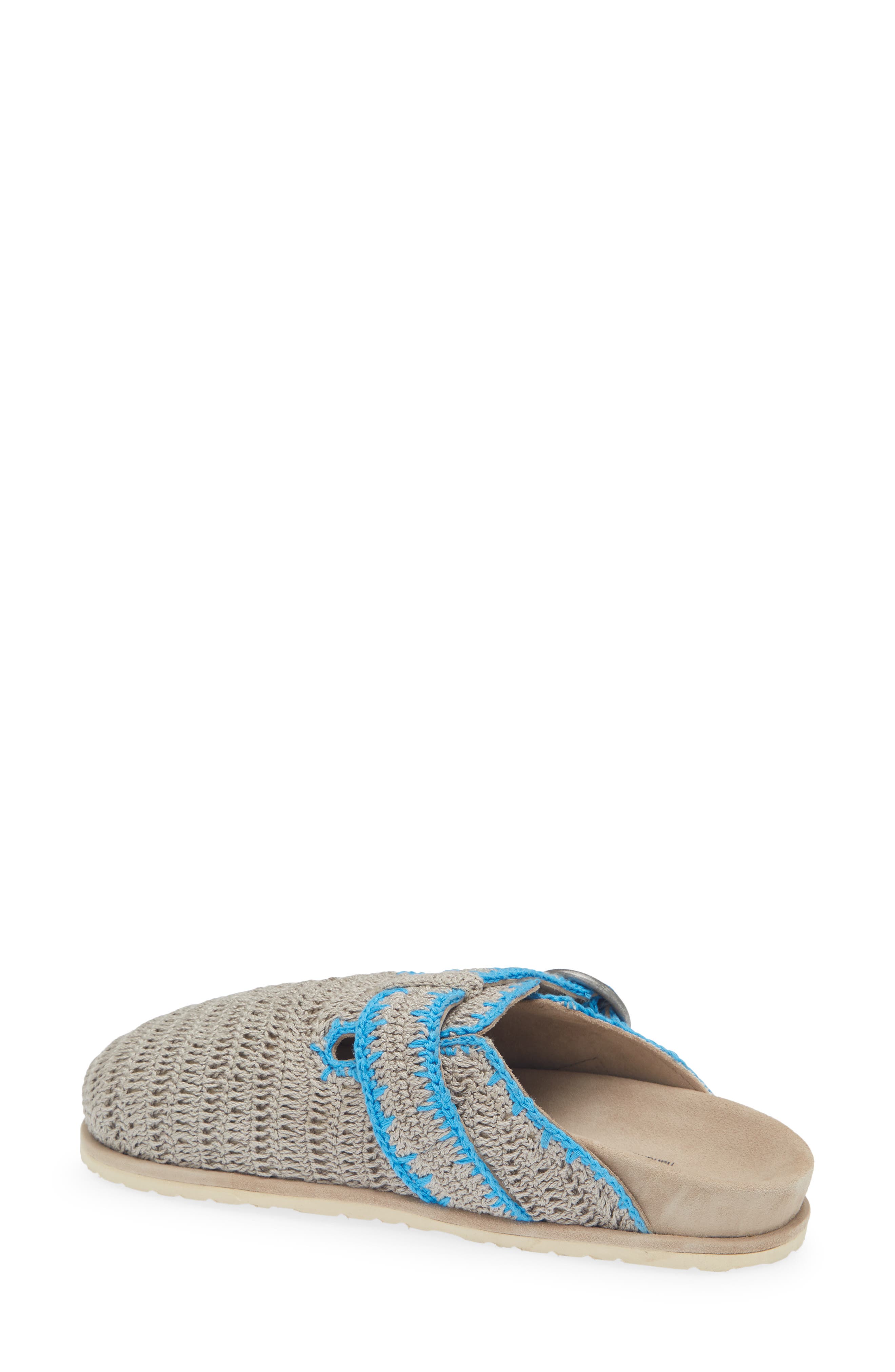 Laidback London Drift Crochet Slide Sandal, Alternate, color, Light Grey / Neon Blue