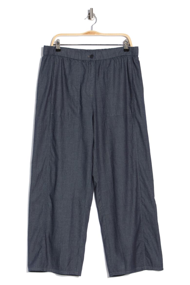 Organic Cotton Twill Ankle Wide Leg Pants, Alternate, color, DENIM