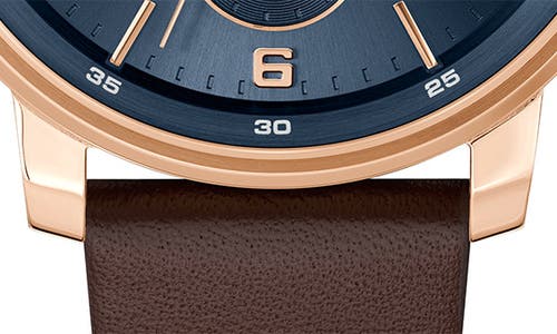 Hugo Boss Men's Contender Quartz Multifunction Brown Leather Watch 44mm In Blue