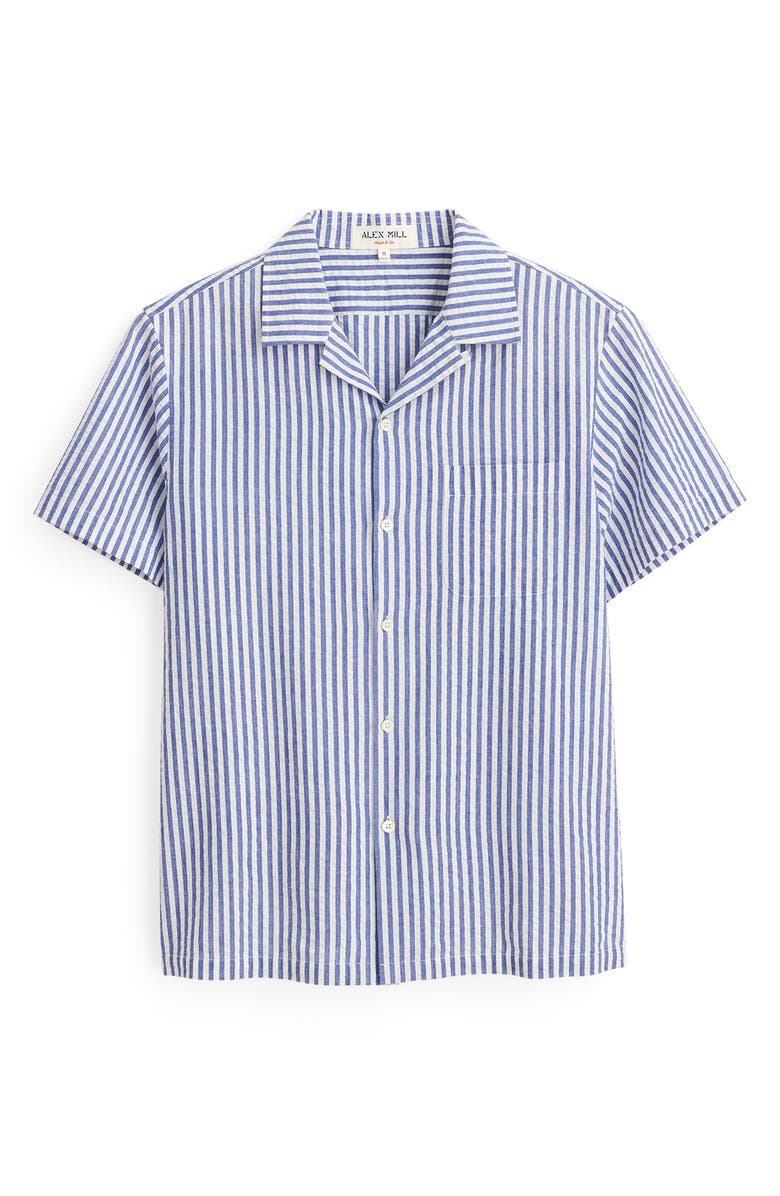 Alex Mill Stripe Short Sleeve Seersucker Button-Up Camp Shirt, Alternate, color, 