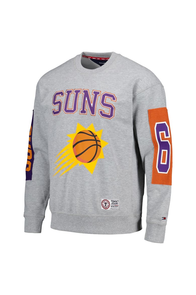 Men's Tommy Jeans Heather Gray Phoenix Suns Hayes Crew Neck Pullover Sweatshirt, Alternate, color, Heather Gray