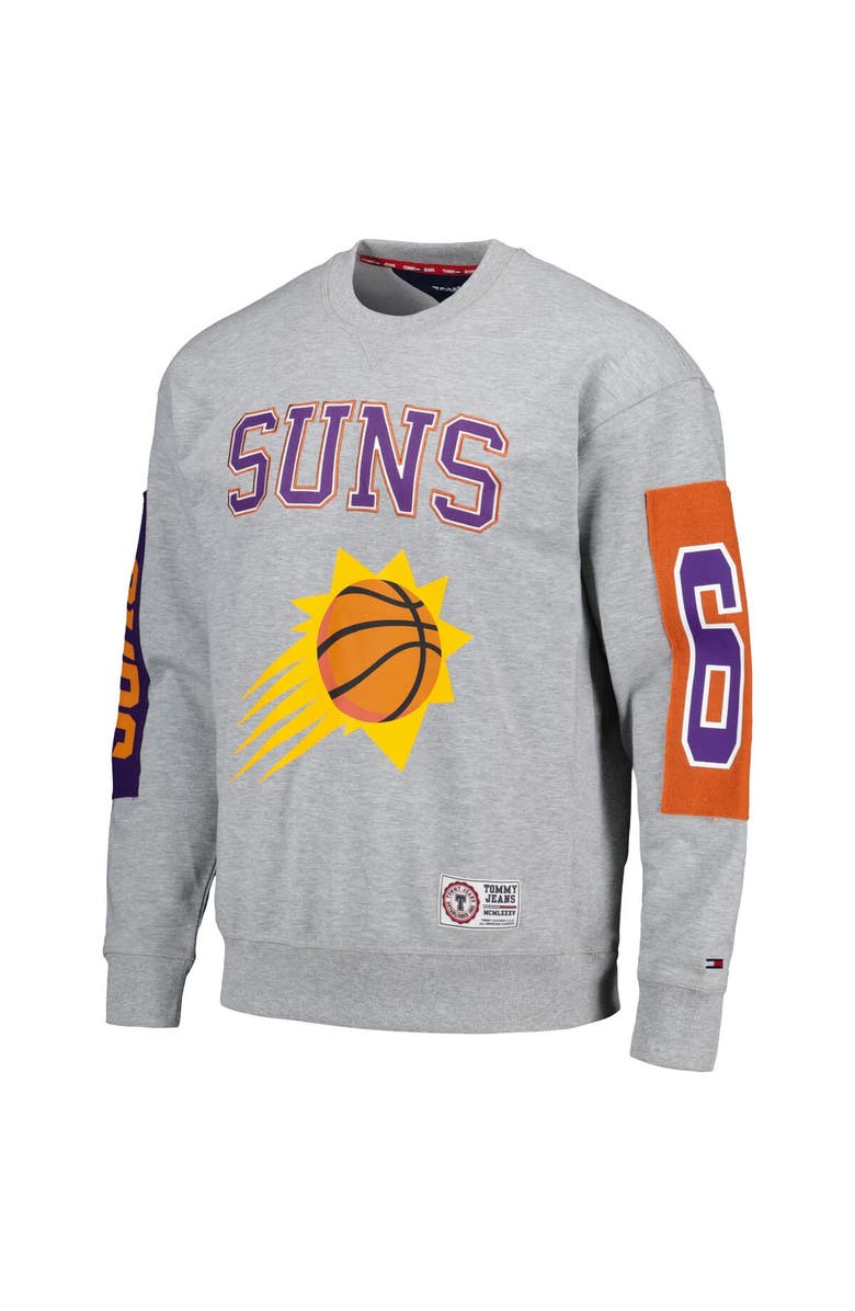 TOMMY JEANS Men's Tommy Jeans Heather Gray Phoenix Suns Hayes Crew Neck Pullover Sweatshirt, Alternate, color, Heather Gray