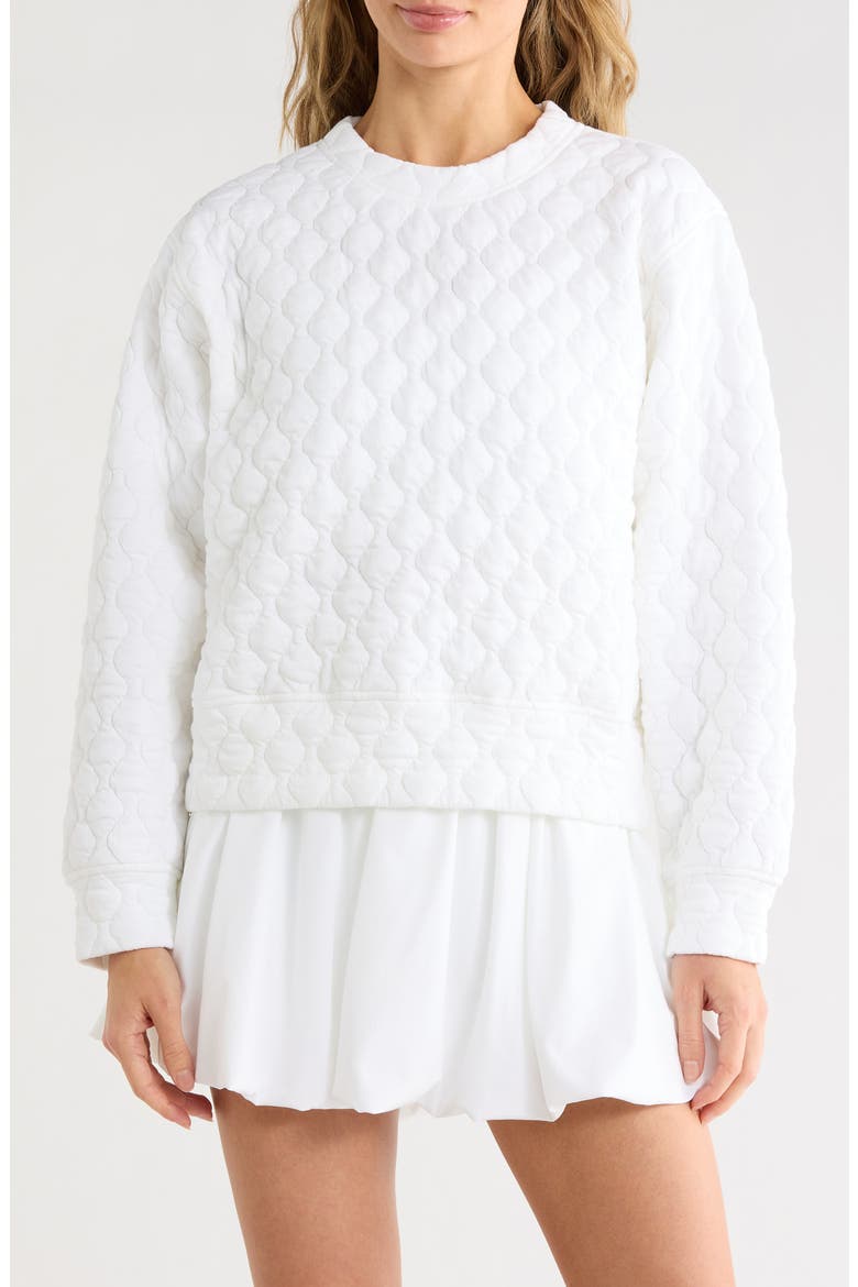 Retreat Quilted Crewneck Sweatshirt, Main, color, WHITE