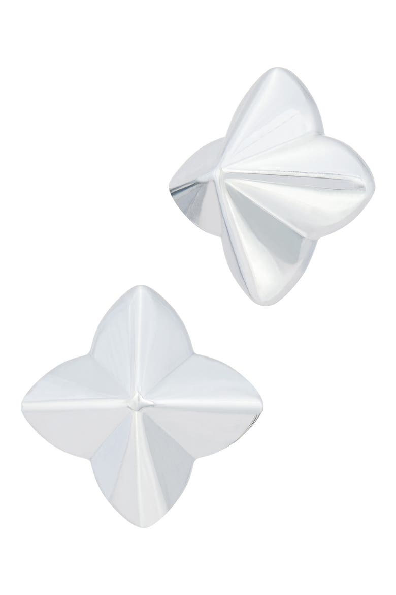 Quatrefoil Stud Earrings, Main, color, WHITE