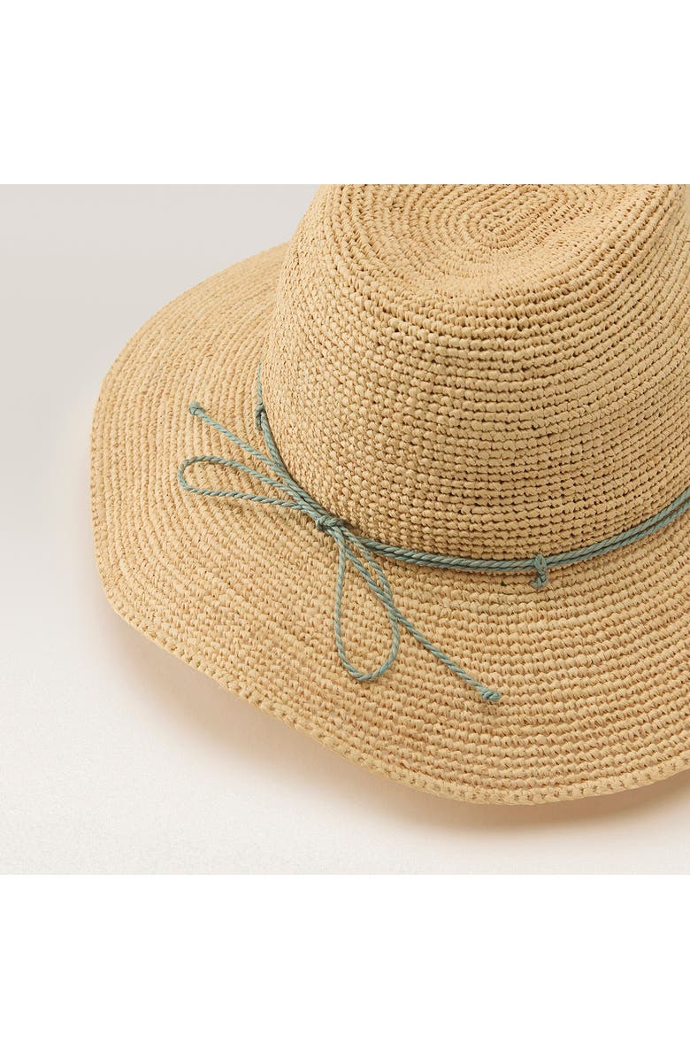 Helen Kaminski Desmonda Packable Raffia Fedora, Alternate, color, Natural/Seaglass