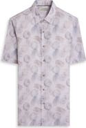 Bugatchi Vero Shaped Fit Abstract Print Short Sleeve Button-Up Shirt