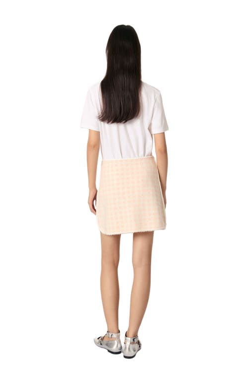 Maje Jusselina Knit Mini Skirt In Pink/ecru