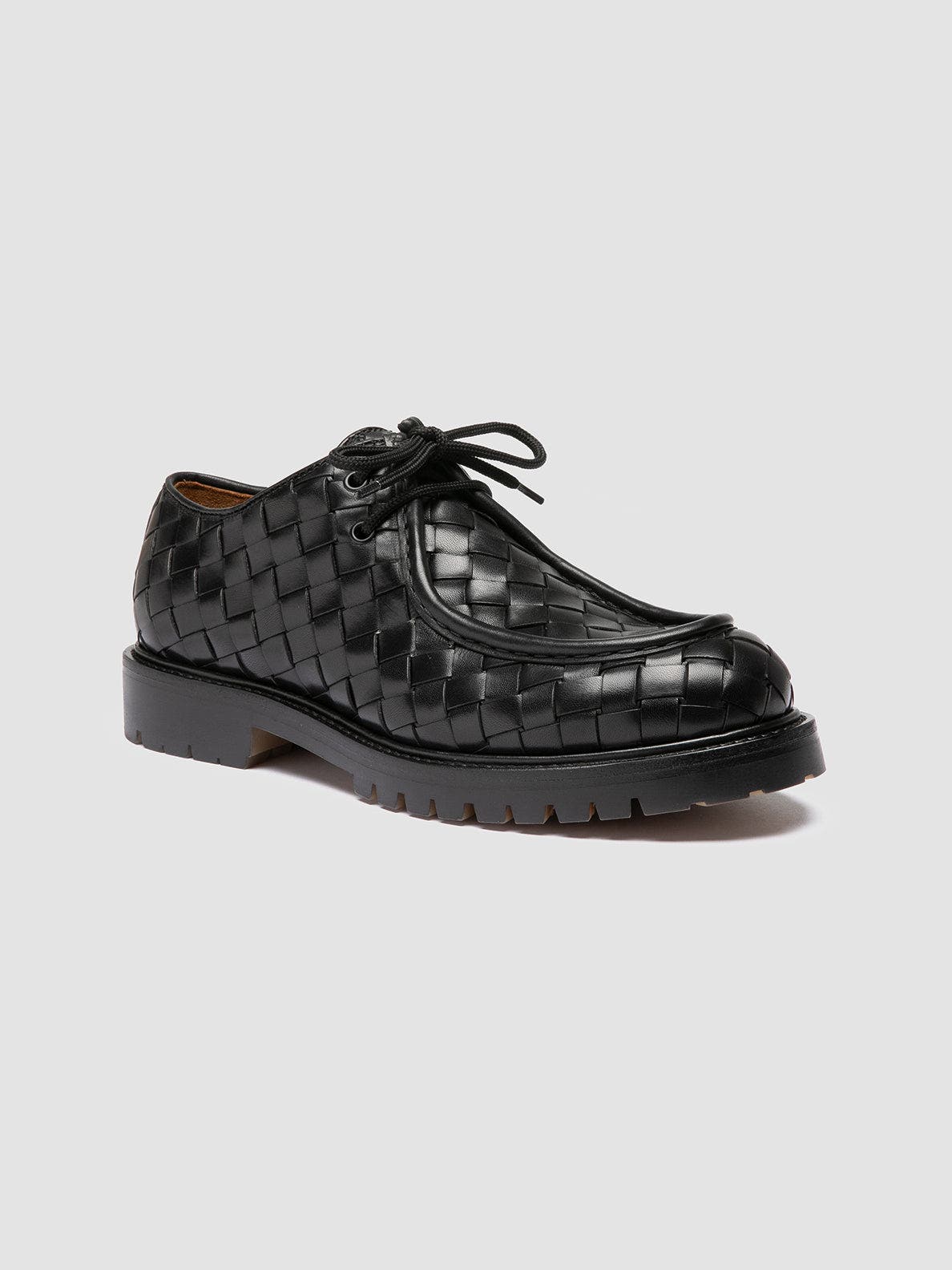 Officine Creative Boss 015 Woven Leather Derby Shoes, Alternate, color, Black