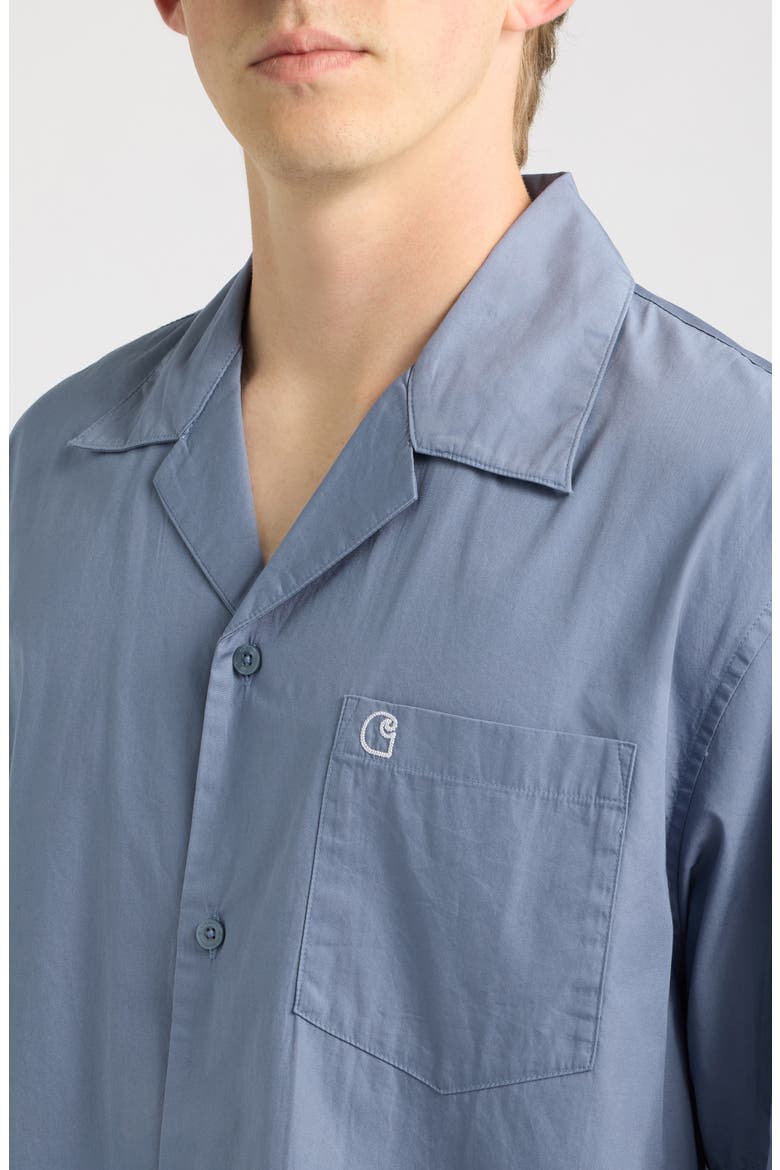 Kendry Cotton Poplin Camp Shirt, Alternate, color, SHADY BLUE / WHITE