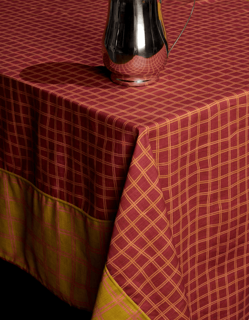 Tortuga Forma Grid Tablecloth Reversible In Yellow